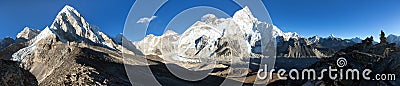 Mt Everest and mount Nuptse Evening sunset panorama Stock Photo