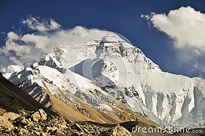 Mt Everest from Tibetan basecamp Stock Photo