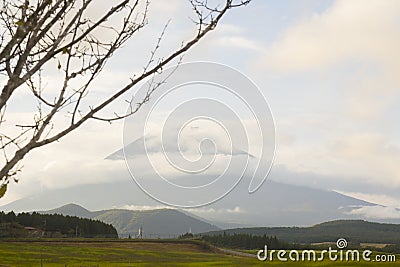 Mt. Fuji with fall colors in japan. Stock Photo