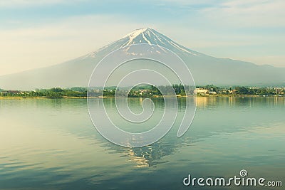 Mt. fuji in morning at kawaguchi, Japan Stock Photo