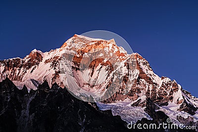 Mt Gyachung Kang Himalaya Sunset Stock Photo