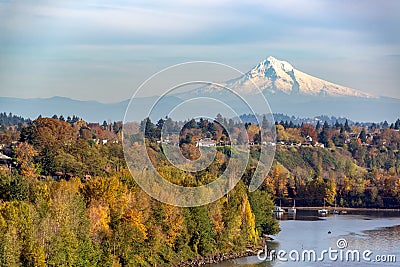Mt. Hood and Portland, Oregon Stock Photo