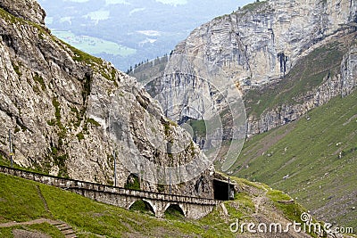 Mt. Pilatus Cogwheel Tracks View Stock Photo