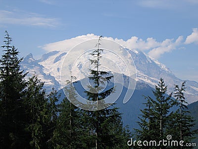 Scenic view of Mt. Rainier from Highway 410. Stock Photo