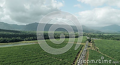 Mt Rempart in Mauritius - Aerial view with surrounding countryside Stock Photo