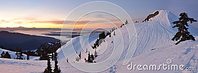 Mt. Seymour First Pump Peak winter sunrise, Vancouve Stock Photo