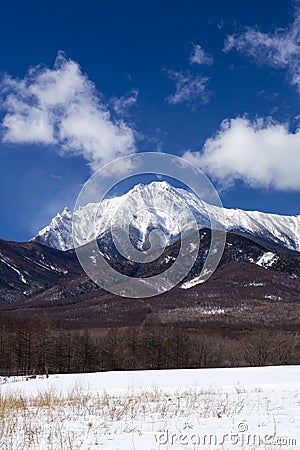 Mt. Yatsugatake in winter Stock Photo