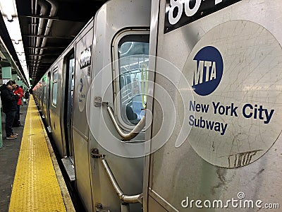 MTA Sign New York City Subway Train Underground Transportation Editorial Stock Photo