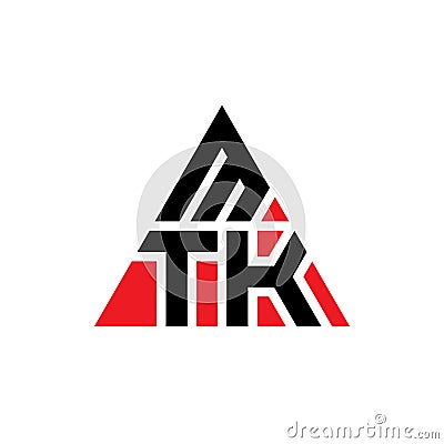 MTK triangle letter logo design with triangle shape. MTK triangle logo design monogram. MTK triangle vector logo template with red Vector Illustration