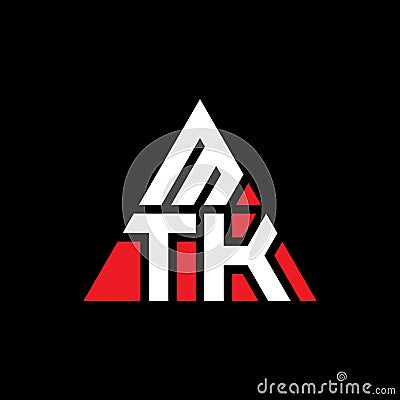 MTK triangle letter logo design with triangle shape. MTK triangle logo design monogram. MTK triangle vector logo template with red Vector Illustration