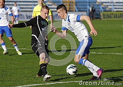 MTK vs. Haladas OTP Bank League football match Editorial Stock Photo