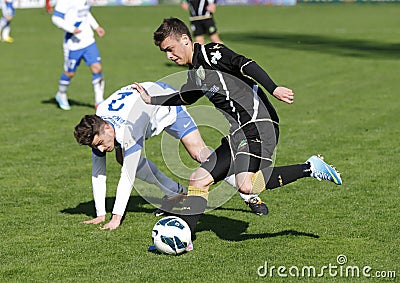 MTK vs. Haladas OTP Bank League football match Editorial Stock Photo