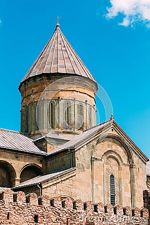 Mtskheta Georgia. Close Cross-Dome Svetitskhoveli Cathedral Of L Stock Photo