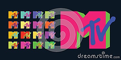 mtv music television retro colorful set Vector Illustration