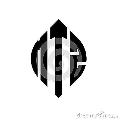 MTZ circle letter logo design with circle and ellipse shape. MTZ ellipse letters with typographic style. The three initials form a Vector Illustration