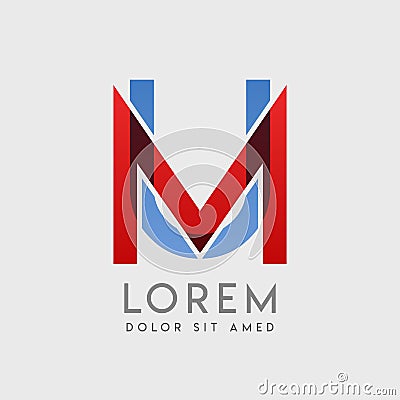 MU logo letters with blue and red gradation Vector Illustration