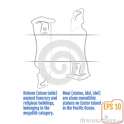 Muai and dolmen abstract concept. Vector illustration Vector Illustration