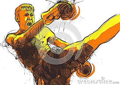 Muay, kickboxing Vector Illustration