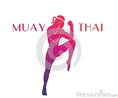 Muay thai athlete silhouette Vector Illustration