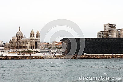 MuCEM and Marseille Cathedral, France Editorial Stock Photo