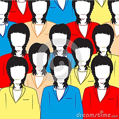 Much womans crowd Vector Illustration