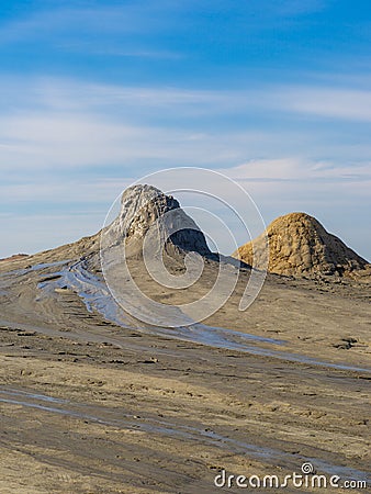 Mud cone in vulcanii noroiosi reserve or mud vulcanoes reserve, romania, buzau county Stock Photo