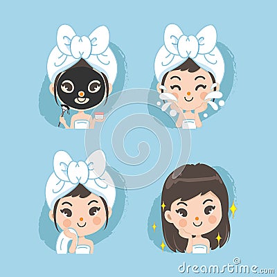 Mud mask treatment for women Vector Illustration