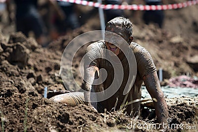 Mud running Editorial Stock Photo