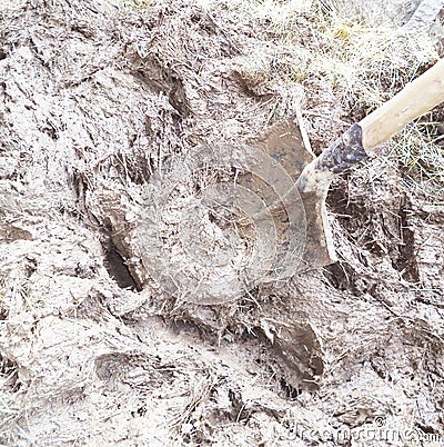 Mud and spade Stock Photo