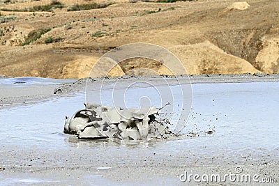 Mud volcano in Buzau, Romania Stock Photo