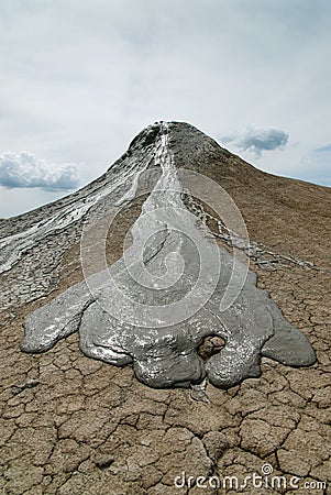 Mud volcano cone in vulcanii noroiosi reserve near berca village buzau county romania Stock Photo