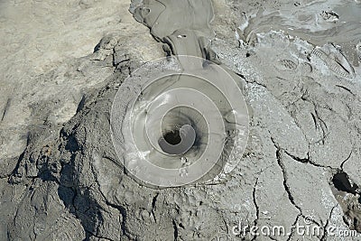 Mud volcano hole Stock Photo