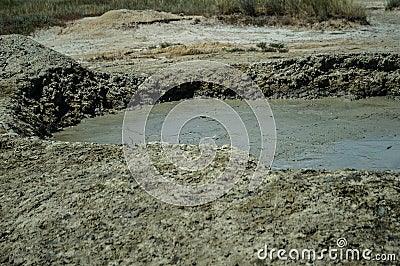 Mud volcano in the Krasnodar region of Russia. Stock Photo