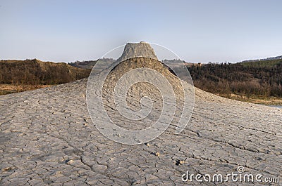 A mud volcano in the Salse di Nirano. Mud volcanoes and craters in Emilia Romagna, Italy. Stock Photo