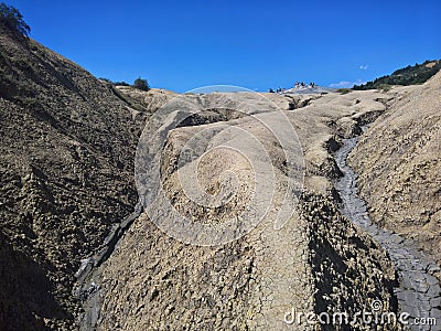 Mud Volcanoes -arid valley Stock Photo