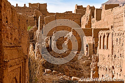 Mudbrick house ruins in Morocco Stock Photo