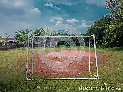 Muddy football field in cileungsi bogor Indonesia Stock Photo