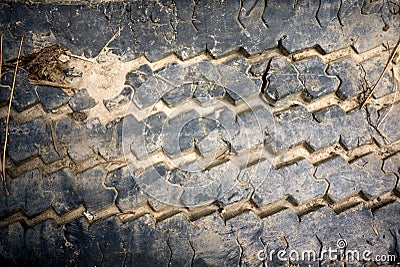Muddy Rubber Tire Tread Stock Photo