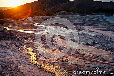 Muddy volcanoes eruption Stock Photo