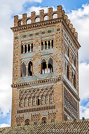 Mudejar tower of the Church of El Salvador, Teruel Stock Photo