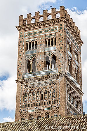 Mudejar tower of the Church of El Salvador, Teruel Stock Photo
