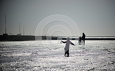 Mudflat hiking tour Stock Photo