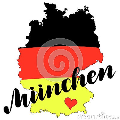 Muenchen. Munich hand drawn lettering. Vector lettering illustration isolated on white. Template for Traditional German Vector Illustration