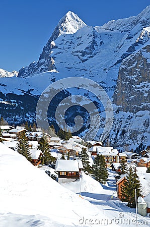 Muerren, Swiss skiing resort Stock Photo