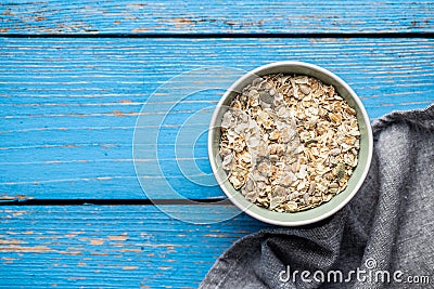 Muesli cereals. Healthy breakfast with oats flakes Stock Photo