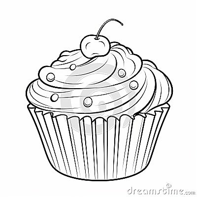 Muffin Coloring Page For Kids Cartoon Illustration