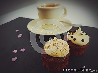 Muffin cookies baker creamy cream eat sweet Stock Photo