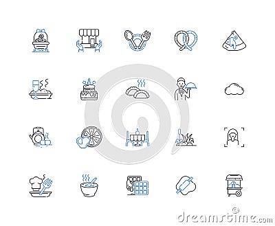 Muffin parlor line icons collection. Muffins, Bakery, Cafe, Sweet, Treats, Cupcakes, Pastries vector and linear Vector Illustration
