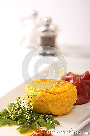 Muffin and Salmon Gourmet Meal Stock Photo