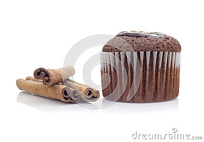 Muffin and sticks cinnamon Stock Photo